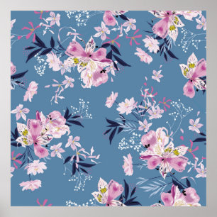 Soft gentle and delicate Blooming garden floral wi Poster