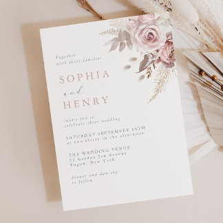 Soft Gentle Blush Floral Wedding Invitation