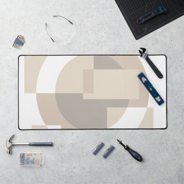 Soft Geometric Blocks – Beige Neutral Geometry Desk Mat (Workstation)