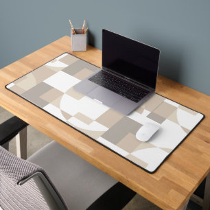 Soft Geometric Blocks – Calm Neutral Abstract Work Desk Mat