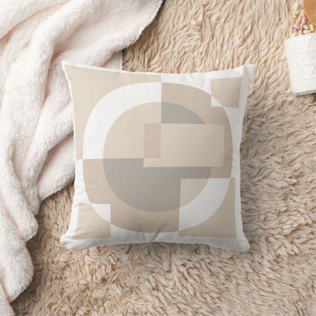 Soft Geometric Blocks – Overlapping Neutral Shapes Throw Pillow (Blanket)