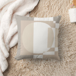 Soft Geometric Blocks – Simple and Sleek Beige Throw Pillow