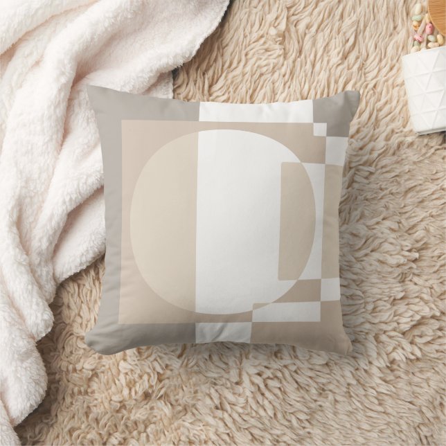 Soft Geometric Blocks – Simple and Sleek Beige Throw Pillow (Blanket)