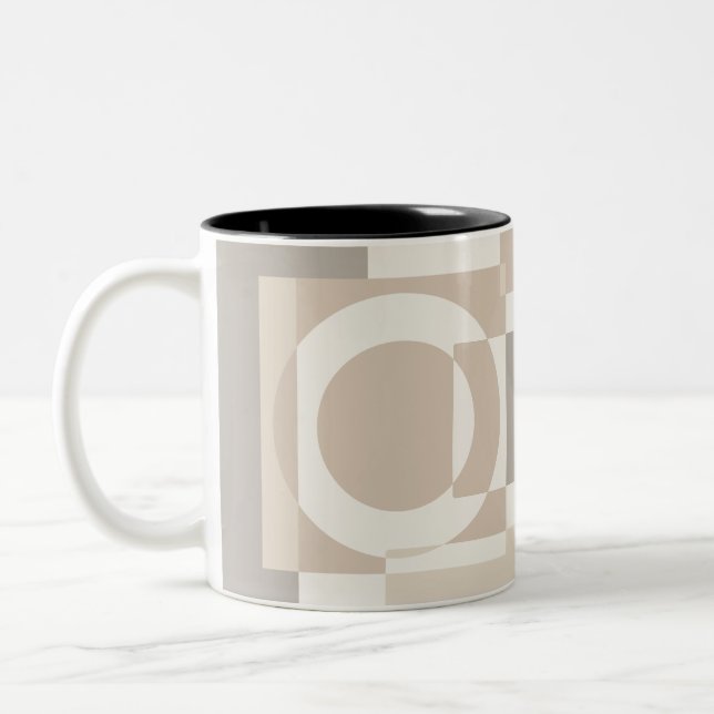 Soft Geometric Blocks – Simple and Sleek Two-Tone Coffee Mug (Left)