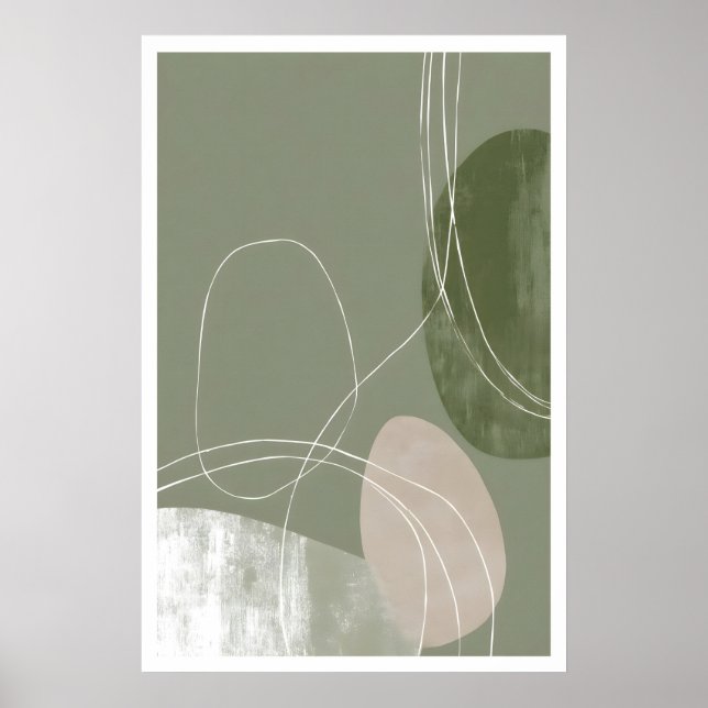 Soft Geometry Print Abstract Line Art (Modern (Front)