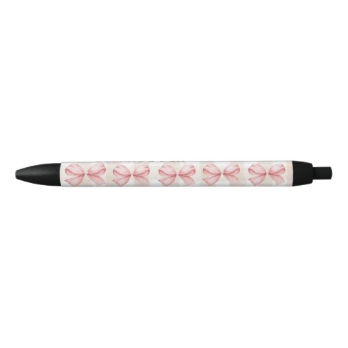 Soft Gingham  Pink Bow Custom Name  Black Ink Pen