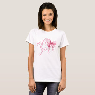 Soft Girl Pink Bow – Cute Coquette T-Shirt