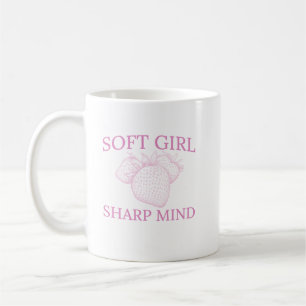 Soft Girl Sharp Mind — Strawberry Aesthetic Design Coffee Mug