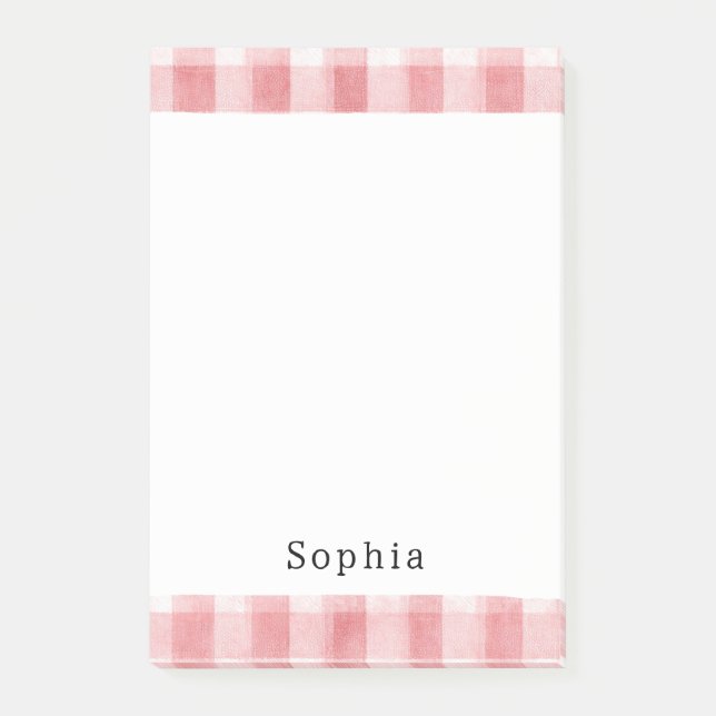 Soft Girly Pink White Plaid Stripes   Post-it Notes (Front)