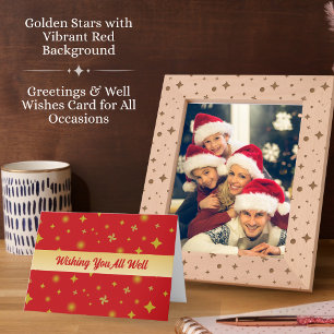 Soft Glow Golden Stars & Floral Petals Pattern Letterpress Thank You Card