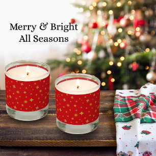 Soft Glow Golden Stars & Floral Petals Pattern Scented Candle