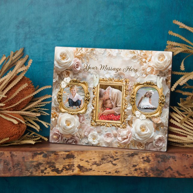 Soft Gold Baroque Floral Photo Frames Collage (Side)