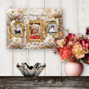 Soft Gold Baroque Floral Photo Frames Collage Acrylic Print