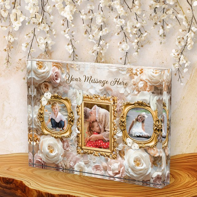 Soft Gold Baroque Floral Photo Frames Collage Block (Creator Uploaded)