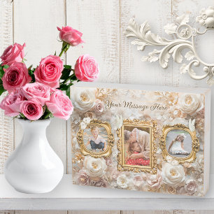 Soft Gold Baroque Floral Photo Frames Collage Wooden Box Sign