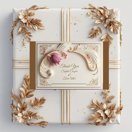Soft Gold Baroque Grandeur with Tulip Floral Swirl Rectangular Sticker