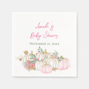 Soft Gold Blush Pink Rose Pumpkin Baby Shower Napkins