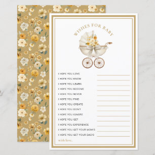 Soft Gold Carriage Wishes for Baby Card