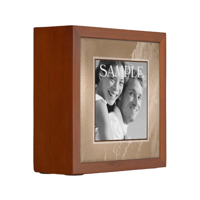 Soft Gold Faux Marble Frame Photo Template Desk Organizer (Left)