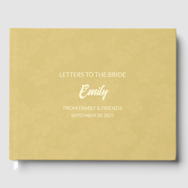 Soft Gold Letters to the Bride Keepsake Notebook Guest Book (Front)
