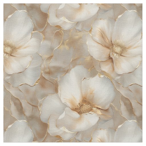 Soft Gold Luxury Flowers Fabric