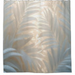 Soft gold of white tropics, pastel palm leaves shower curtain