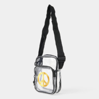 Soft gold Peace Symbol Clear Crossbody Bag