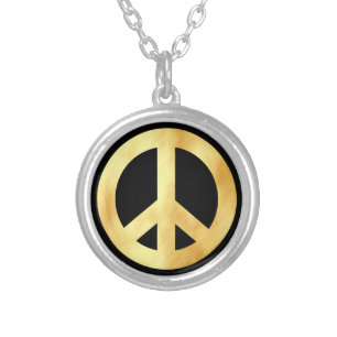 Soft gold Peace Symbol Silver Plated Necklace