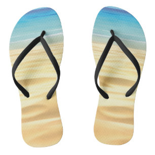 Soft Golden Beach Water Background Flip Flops