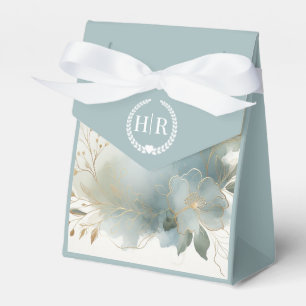 Soft Golden Dusty Blue Romance Wedding Favor Boxes