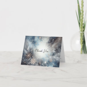 Soft Golden Dusty Blue Romance Wedding Letterpress Thank You Card