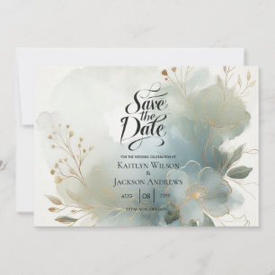 Soft Golden Dusty Blue Romance Wedding Save The Date