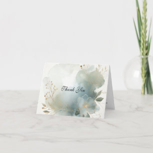 Soft Golden Dusty Blue Romance Wedding Thank You Card