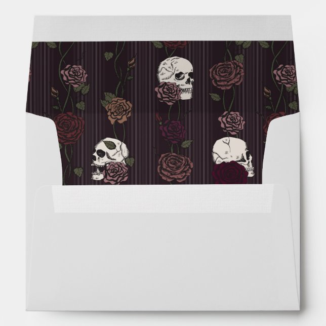 Soft Gothic Chic Light Gray Skull and Rose Envelope (Back (Bottom))