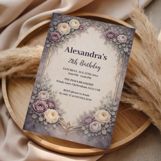 Soft Gothic Pastel Floral Birthday Celebration Invitation (Creator Uploaded)