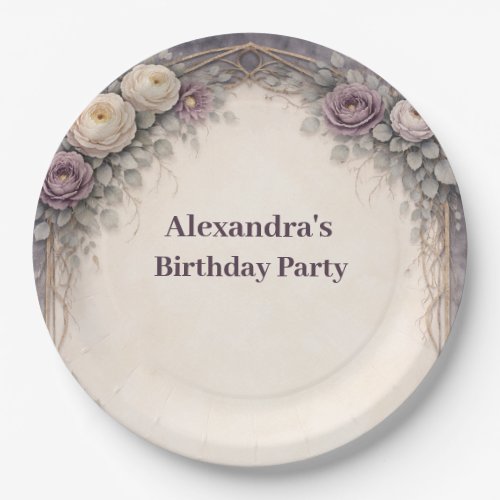 Soft Gothic Pastel Floral Birthday Celebration Paper Plates