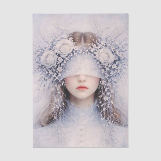 Soft Gothic Romance Winter Portrait FJ1R Decoupage Tissue Paper (Front)