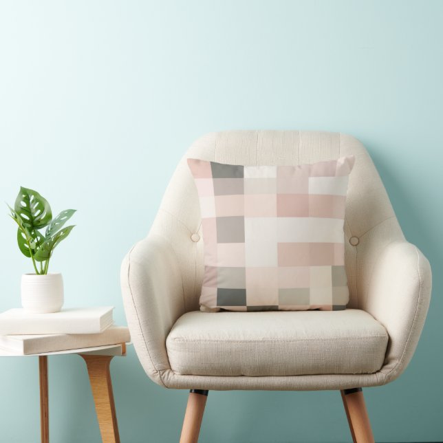 Soft gradient blocks pink to tranquil Throw Pillow (Chair)