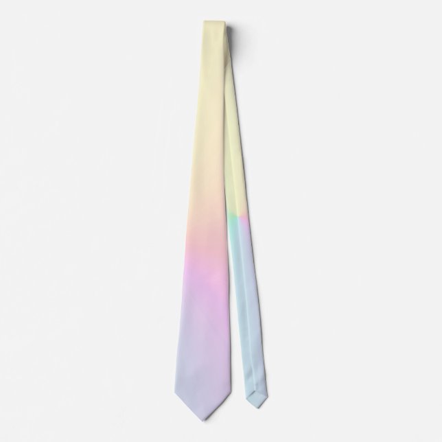 Soft Gradient Ombre Pink Yellow Pastel Aesthetic  Neck Tie (Front)