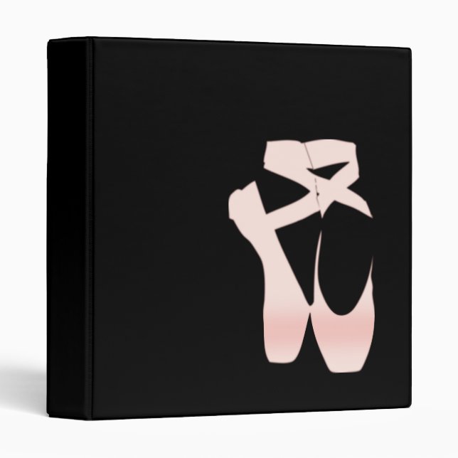 Soft Gradient Pink Ballet Shoes 3 Ring Binder (Front/Spine)