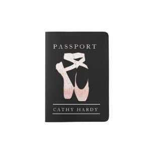 Soft Gradient Pink Ballet Shoes Personalized Passport Holder