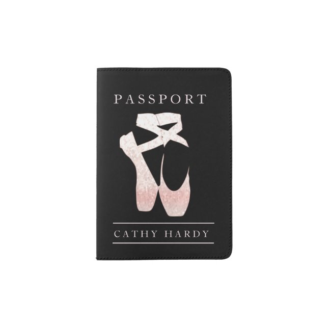 Soft Gradient Pink Ballet Shoes Personalized Passport Holder (Front)
