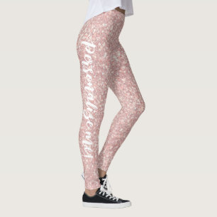Soft Grapefruit Pink Light Glitter CUSTOM TEXT Leggings