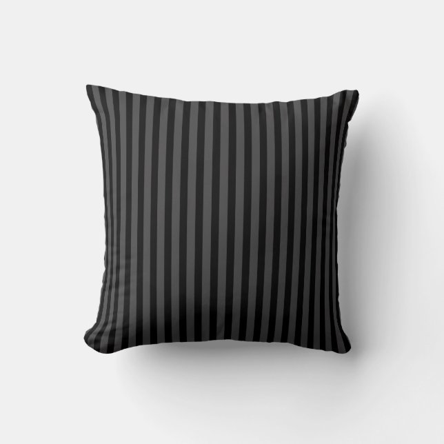 Soft gray and black pin stripe throw pillow (Front)