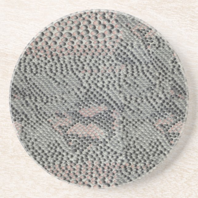 Soft Gray and Pink Snake Skin Coaster (Front)