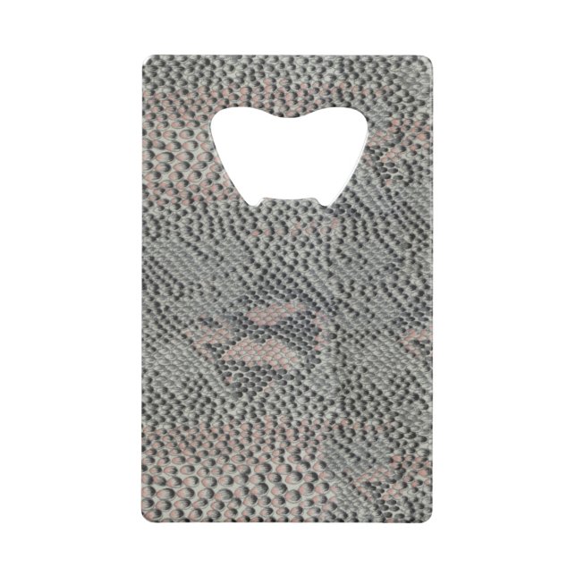 Soft Gray and Pink Snake Skin Credit Card Bottle Opener (Back)