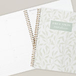 Soft Gray and Sage Foliage Custom Name Planner<br><div class="desc">Custom-designed spiral planner featuring natural elegant sage foliage pattern with custom name on soft gray color background.</div>