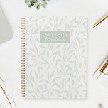 Soft Gray and Sage Foliage Custom Name Planner<br><div class="desc">Custom-designed spiral planner featuring natural elegant sage foliage pattern with custom name on soft gray color background.</div>