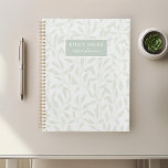 Soft Gray and Sage Foliage Custom Name Planner<br><div class="desc">Custom-designed spiral planner featuring natural elegant sage foliage pattern with custom name on soft gray color background.</div>