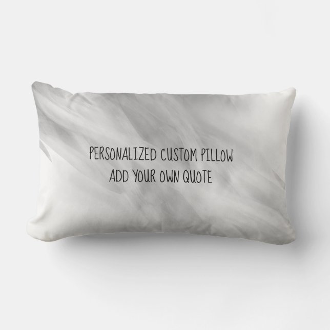 soft gray and white elegant artistic add a quote  lumbar pillow (Front)